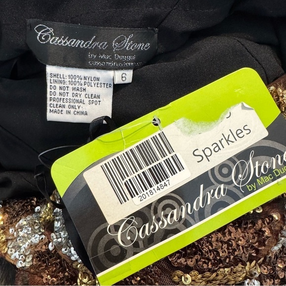 Cassandra Stone by Mac Duggal One Shoulder Gown 6 Animal Print Sequin Beaded - Picture 11 of 12